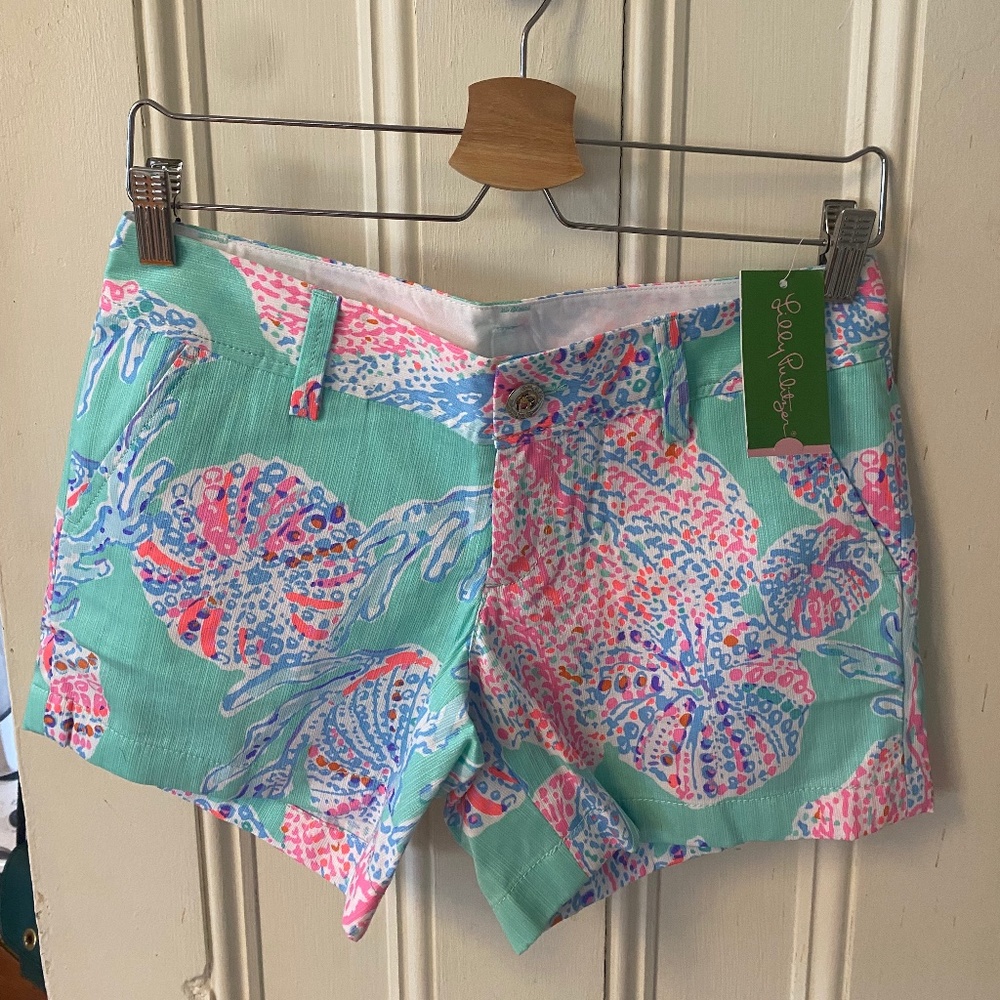 Lilly Pulitzer NWT Callahan Shorts Mint Fan Sea Fansea 0